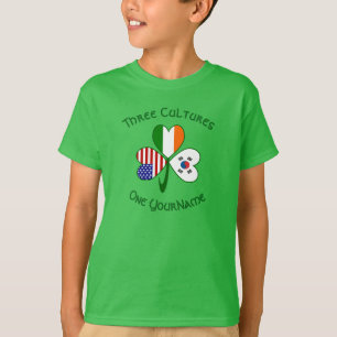 T-shirt Drapeau irlandais sud-coréen américain Shamrock Pe