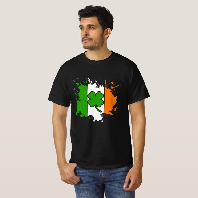 T-shirt Drapeau Irlandais Trèfle Saint-Patrick Graphique N (Devant entier)