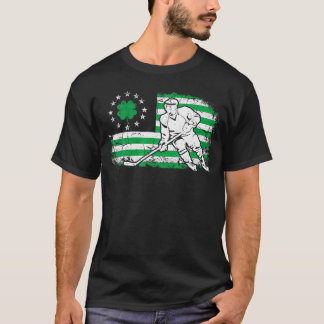 T-shirt Drapeau irlando-américain Lucky Hockey St. Patrick
