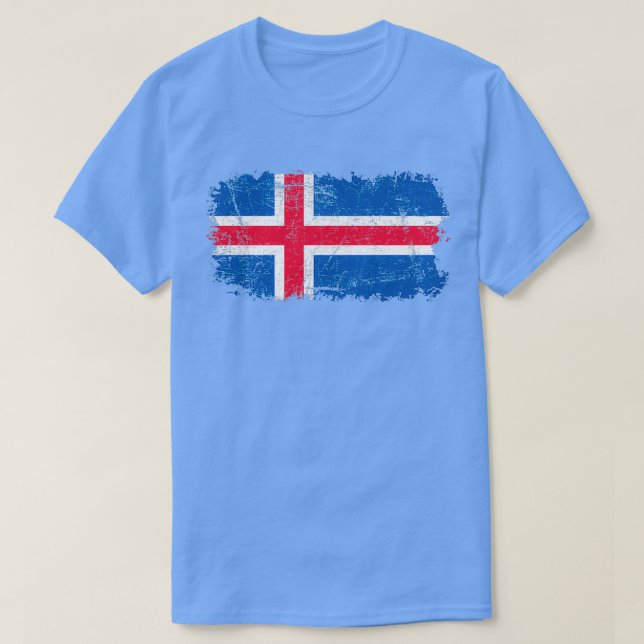 T-shirt Drapeau islandais en détresse (Design devant)