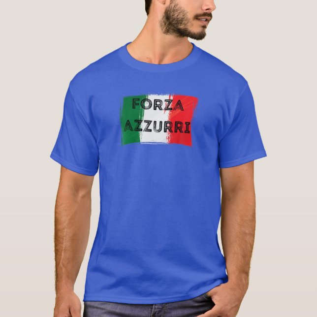 T-shirt Drapeau Italie de football de Forza Azzurri (Devant)