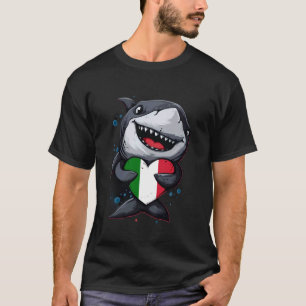 T-shirt Drapeau Italie Requin Mignon Fierté Italienne Cœur