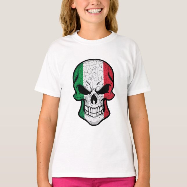 T-shirt Drapeau italien crâne souriant (Devant)