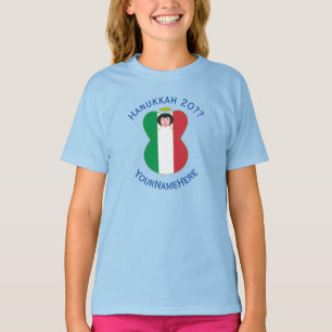 T-shirt Drapeau italien de Hanukkah personnalisé pour fill