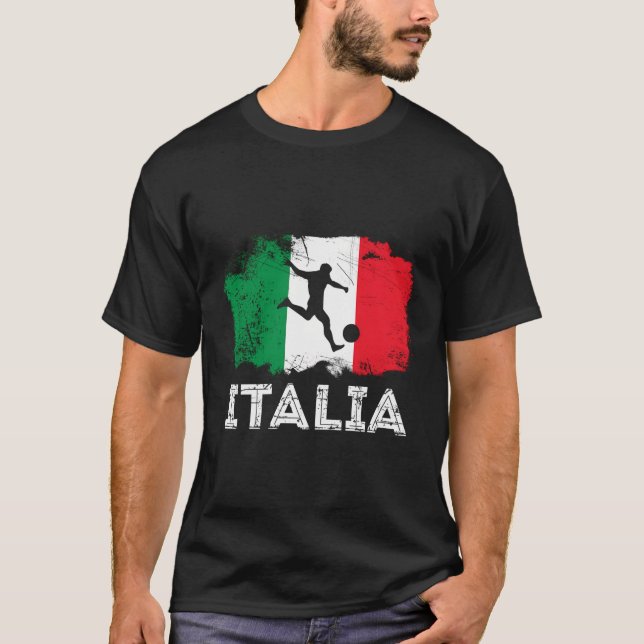 T-shirt Drapeau italien de soccer Grunge (Devant)