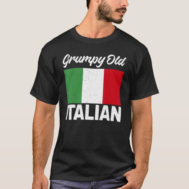 T-shirt Drapeau Italien Grumé Vieux Grand-Père Italien (Devant)