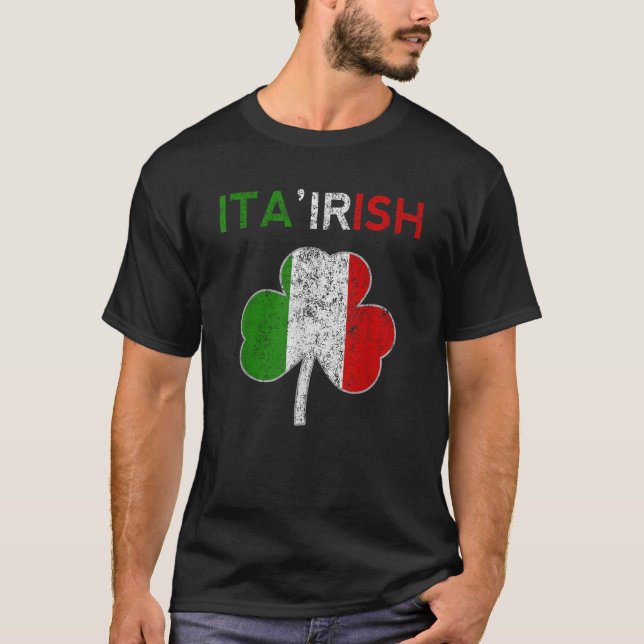 T-shirt Drapeau Italien Ita Irlandais Shamrock Italie Prid (Devant)