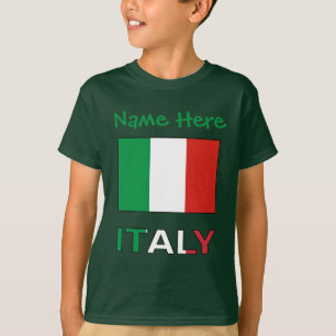 T-shirt Drapeau Italien Moderne Tricolore Nom Ici