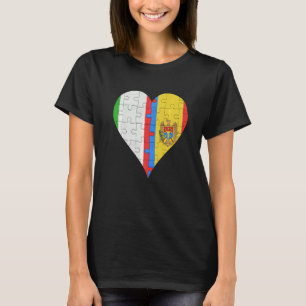 T-shirt Drapeau italien moldave Cœur