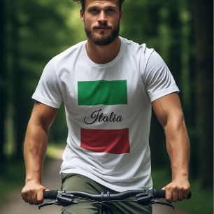 T-shirt Drapeau Italien - Vertical avec Italia au Centre