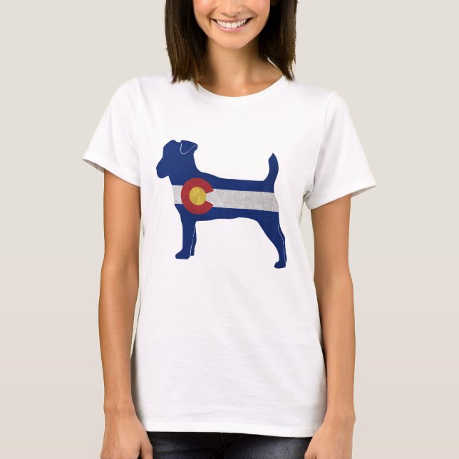 T-shirt Drapeau Jack Russell Terrier Chien race Colorado (Devant)