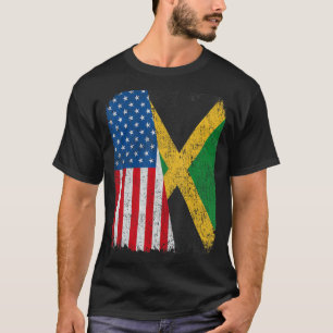 T-shirt Drapeau jamaïcain Américain Demi USA Jamaïque Raci