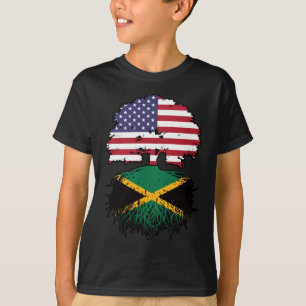 T-shirt Drapeau Jamaïcain Américain USA Tree Roots