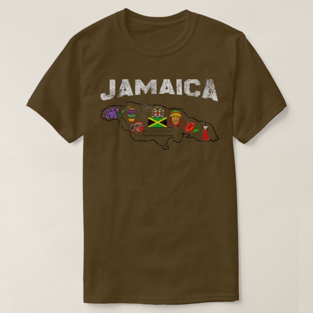 T-shirt drapeau jamaïcain carte Symbole national jamaïcain (Design devant)