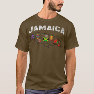 T-shirt drapeau jamaïcain carte Symbole national jamaïcain
