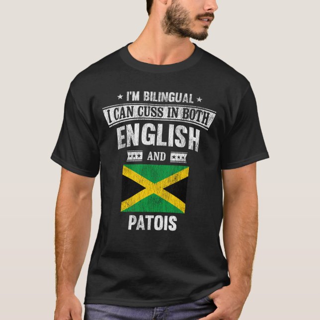 T-shirt Drapeau jamaïcain Cuss en anglais et Patois Funny (Devant)