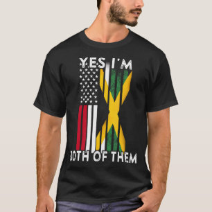 T-shirt Drapeau jamaïcain demi-américain Jamaïque Herit