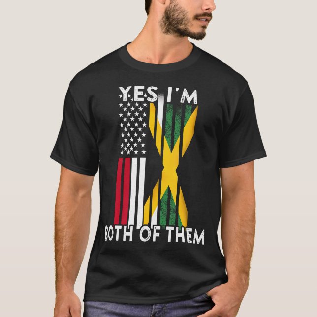 T-shirt Drapeau jamaïcain demi-américain Jamaïque Herit (Devant)