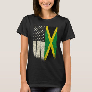 T-shirt Drapeau Jamaïcain Et Américain Jamaica Heritage