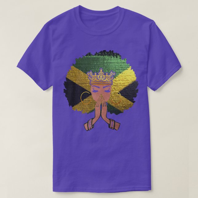 T-shirt Drapeau jamaïcain Femme noire Melanin Reine Afro P (Design devant)