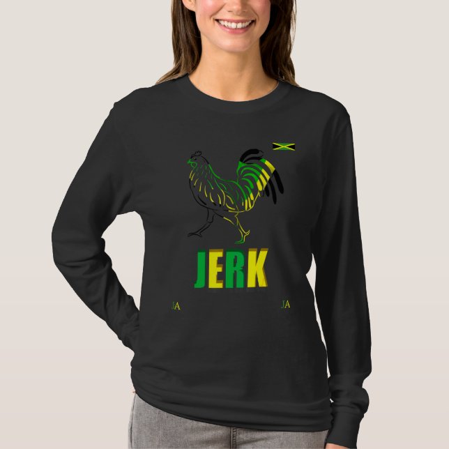 T-shirt Drapeau Jamaïque Jerk Chicken Rooster (Devant)