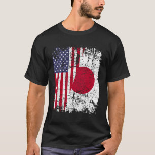 T-shirt Drapeau japonais à moitié américain Japon