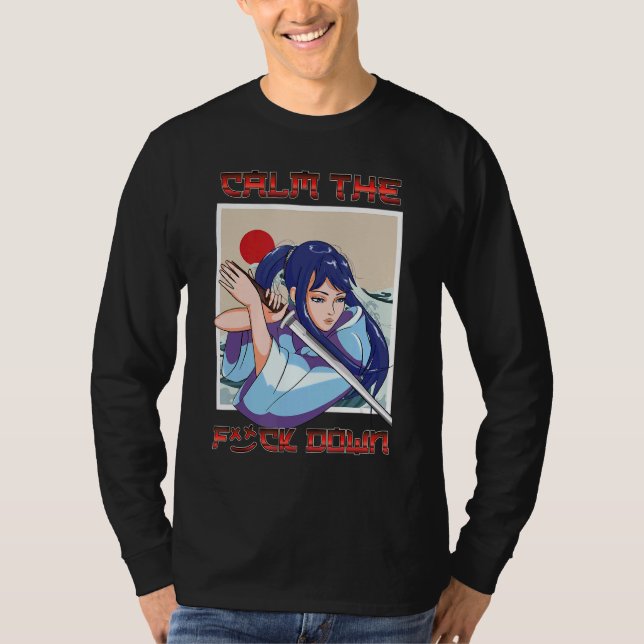 T-shirt Drapeau japonais de la fille Samurai Katana (Devant)