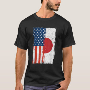 T-shirt Drapeau japonais demi-américain Japon Amérique Roo