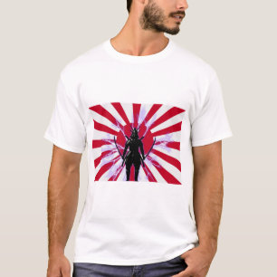 T-shirt Drapeau japonais et Soleil Levant Samurai Guerrier