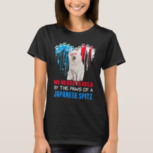 T-shirt Drapeau japonais Spitz Chien Coeur 4 juillet Chien