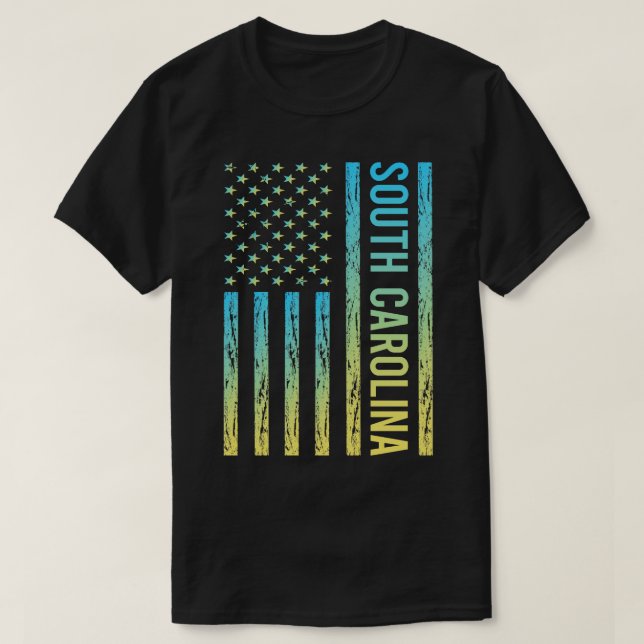 T-shirt Drapeau jaune bleu Caroline du Sud (Design devant)