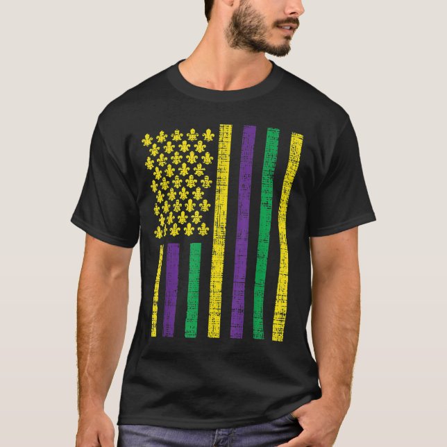 T-shirt Drapeau jaune violet Jester Funny Mardi Gra (Devant)