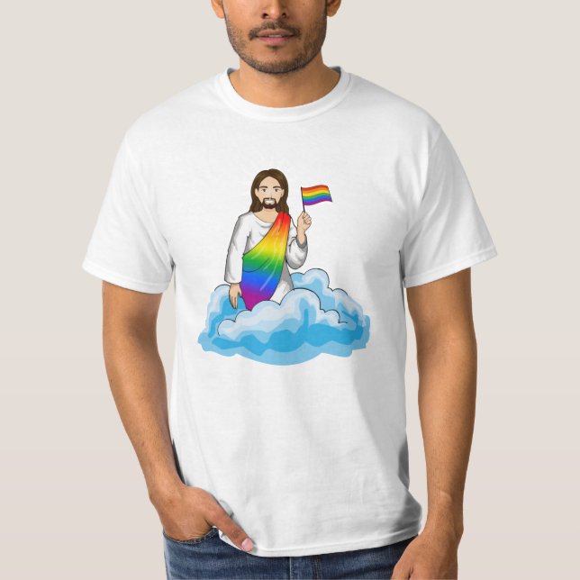 T-shirt Drapeau Jésus Arc-en-ciel (Devant)