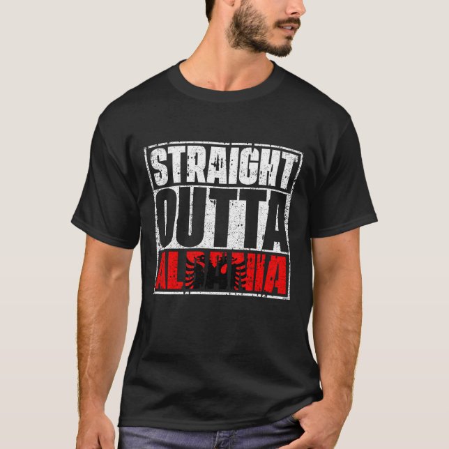 T-shirt Drapeau Juste À Côté De L'Albanie (Devant)