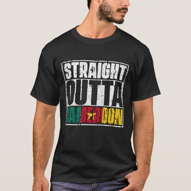 T-shirt Drapeau Juste À Côté Du Cameroun (Devant)