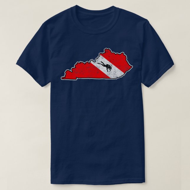 T-shirt Drapeau Kentucky Dive Plongée Plongée Carte d'état (Design devant)
