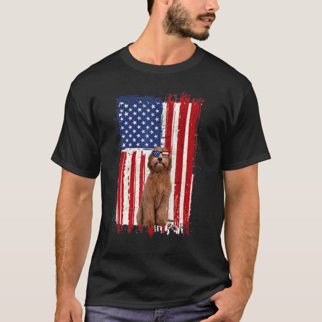 T-shirt Drapeau Labradoodle Américain 4° De Ju (Devant)