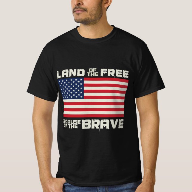 T-shirt Drapeau Land of Free America 4 juillet Fêtes (Devant)