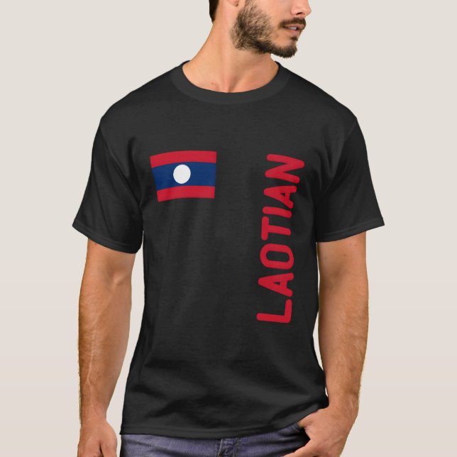 T-shirt Drapeau Laotien Et Racines Laos (Devant)