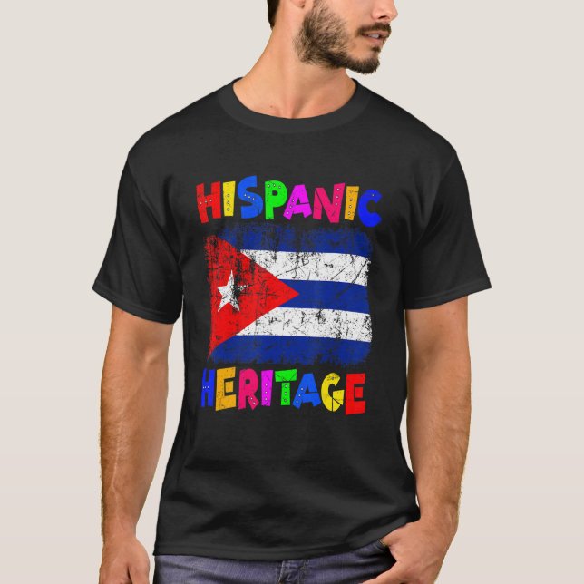 T-shirt Drapeau latino-cubain du Mois du patrimoine hispan (Devant)