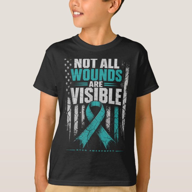 T-shirt Drapeau Les Blessures Ne Sont Pas Visibles Ptsd Se (Devant)