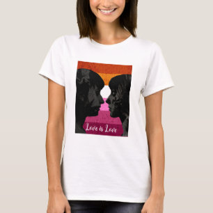 T-shirt Drapeau lesbien avec deux silhouettes de femme