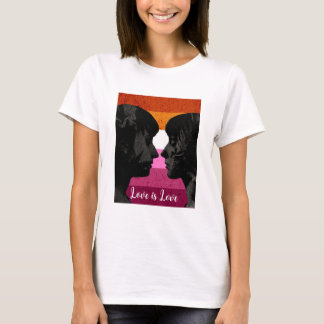 T-shirt Drapeau lesbien avec deux silhouettes de femme