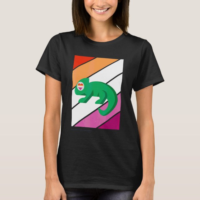 T-shirt Drapeau lesbien de la fierté du caméléon Fier alli (Devant)