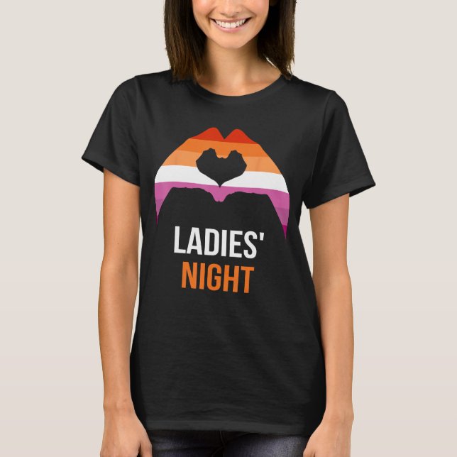 T-shirt Drapeau Lesbienne Dit Dames Soirée Lesbienne (Devant)