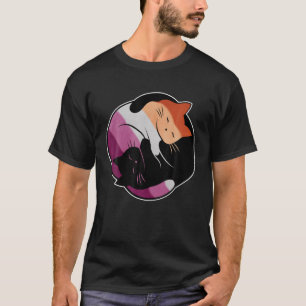 T-shirt Drapeau Lesbienne Yin Yang Cat LGB Gay pride subti