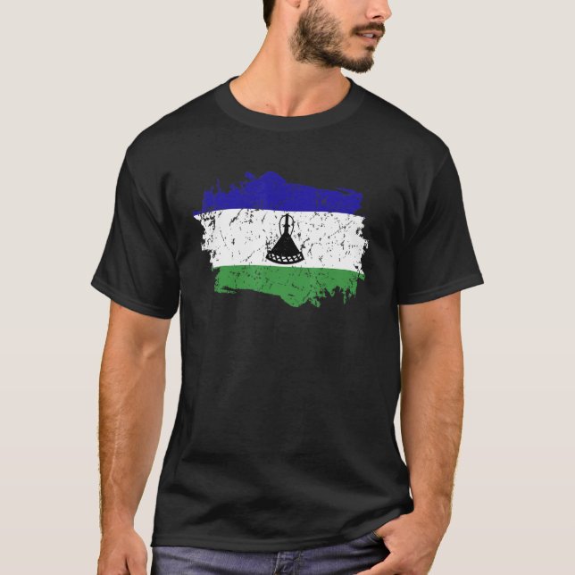 T-shirt Drapeau Lesotho Grunge Pays Drapeau Lesotho Lesoth (Devant)