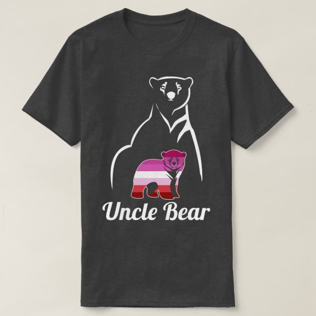 T-shirt Drapeau LGBT Lesbian Uncle Bear Lesbian Pride (Design devant)