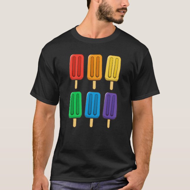 T-shirt Drapeau Lgbt Popsicles 4 juillet Gay Subtle Pride  (Devant)
