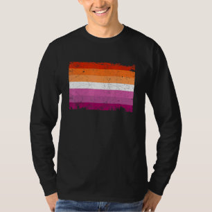 T-shirt Drapeau Lgbt Retro Distressé Pour La Lesbienne